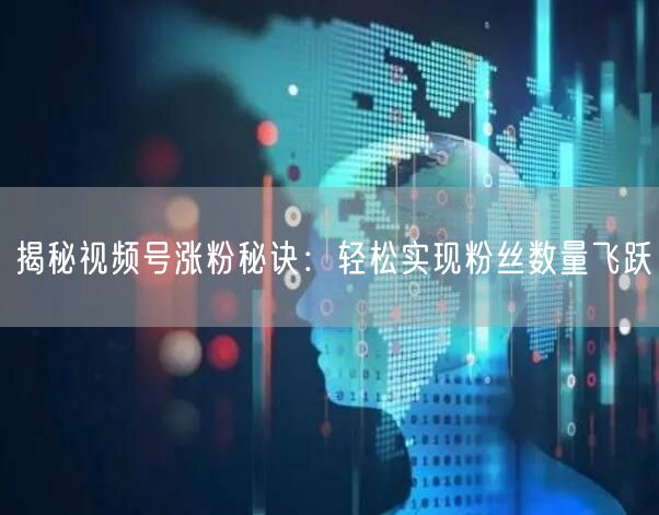 揭秘视频号涨粉秘诀：轻松实现粉丝数量飞跃
