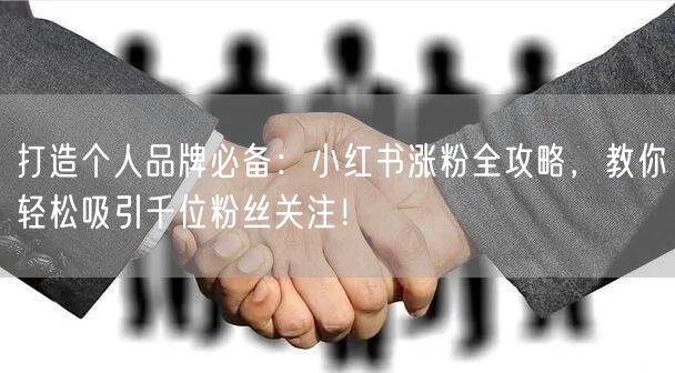打造个人品牌必备：小红书涨粉全攻略，教你