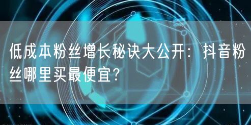 低成本粉丝增长秘诀大公开：抖音粉丝哪里买最便宜？