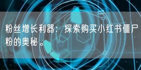 粉丝增长利器:探索购买小红书僵尸粉的奥秘