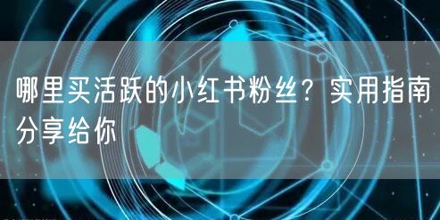 哪里买活跃的小红书粉丝？实用指南分享给你