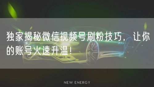 独家揭秘微信视频号刷粉技巧，让你的账号火速升温！