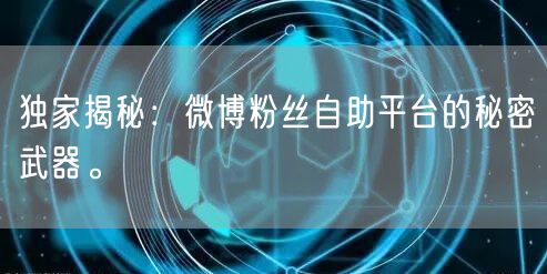 独家揭秘:微博粉丝自助平台的秘密武器。
