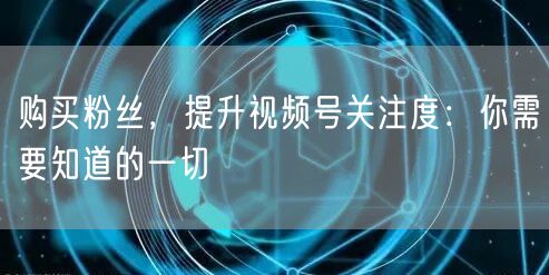 购买粉丝，提升视频号关注度：你需要知道的一切