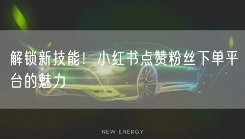 解锁新技能！小红书点赞粉丝下单平台的魅力