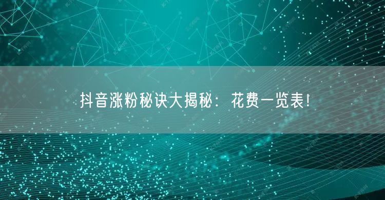 抖音涨粉秘诀大揭秘：花费一览表！