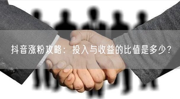 抖音涨粉攻略：投入与收益的比值是多少？