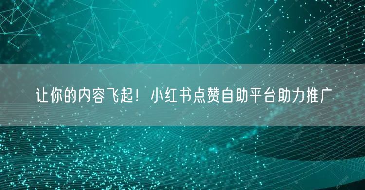 让你的内容飞起！小红书点赞自助平台助力推广
