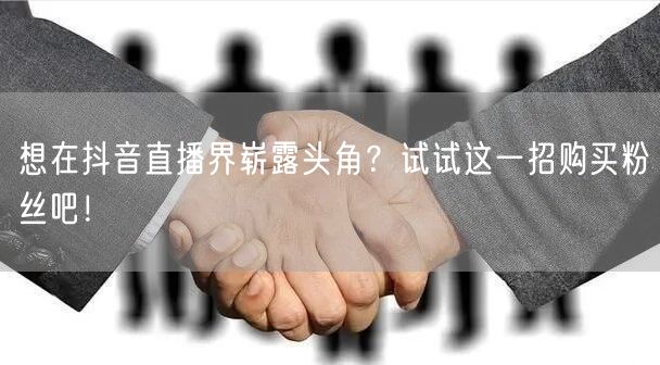 想在抖音直播界崭露头角？试试这一招购买粉丝吧！