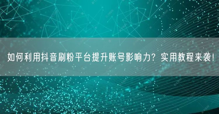 如何利用抖音刷粉平台提升账号影响力？实用教程来袭！