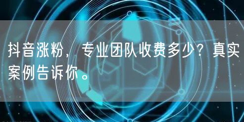 抖音涨粉，专业团队收费多少？真实案例告诉