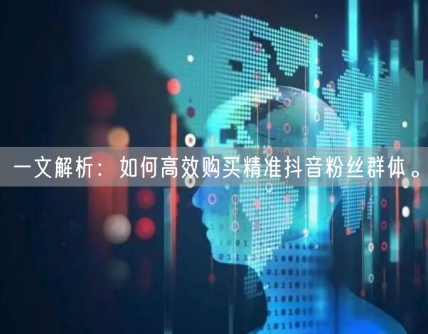 一文解析:如何高效购买精准抖音粉丝群体。
