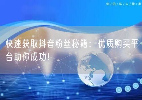 快速获取抖音粉丝秘籍：优质购买平台助你成功！