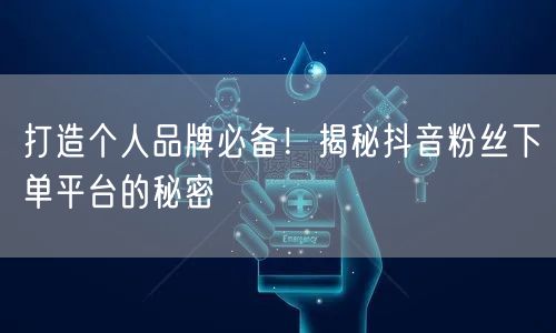 打造个人品牌必备！揭秘抖音粉丝下单平台的秘密