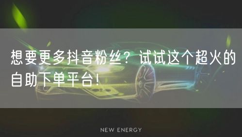 想要更多抖音粉丝？试试这个超火的自助下单平台！