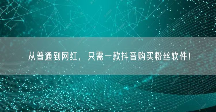从普通到网红，只需一款抖音购买粉丝软件！