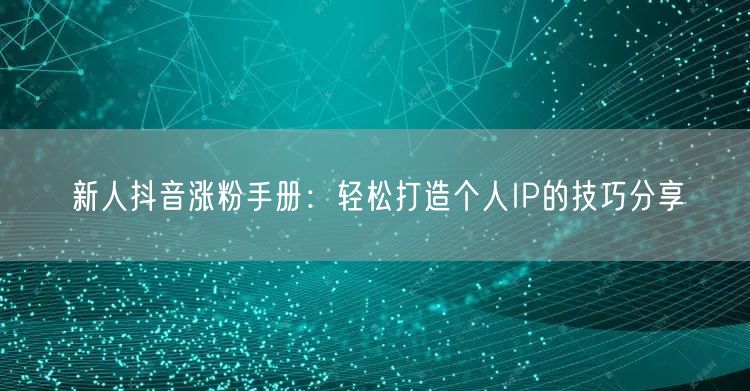 新人抖音涨粉手册：轻松打造个人IP的技巧分享