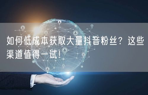 如何低成本获取大量抖音粉丝？这些渠道值得一试！