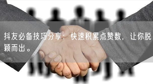 抖友必备技巧分享：快速积累点赞数，让你脱颖而出。