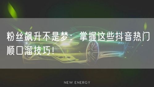 粉丝飙升不是梦：掌握这些抖音热门顺口溜技巧！