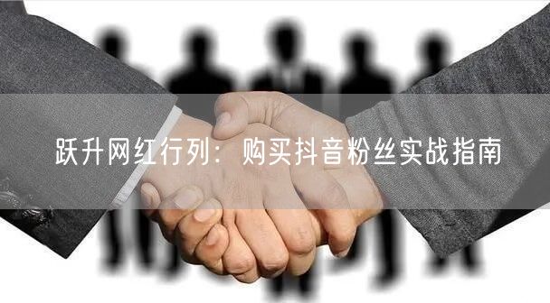 跃升网红行列：购买抖音粉丝实战指南