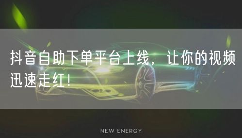 抖音自助下单平台上线，让你的视频迅速走红！