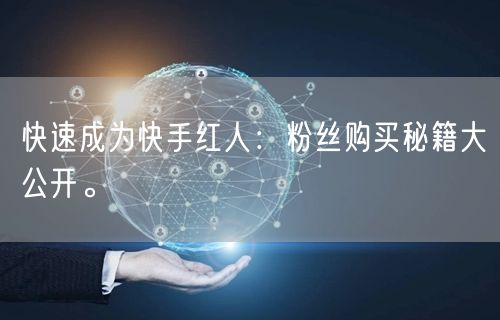 快速成为快手红人：粉丝购买秘籍大公开。